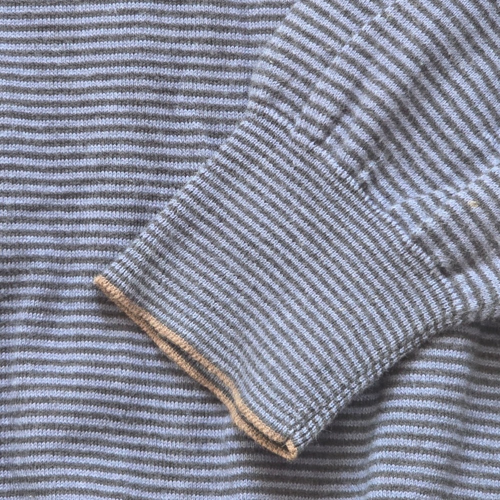 Massimo Dutti Mens Large 40 Blue Cotton Cashmere Striped Crew Neck Sweater - Picture 3 of 8
